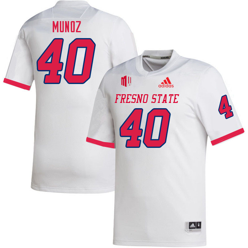 Men #40 Michael Munoz Fresno State Bulldogs College Football Jerseys Sale-White - Click Image to Close